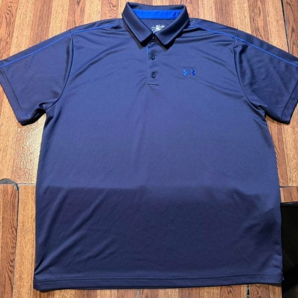 Under Armour Blue Thermal Retro Tech Sportswear Golf Polo Shirt 2XL